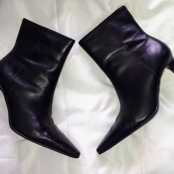 Black Leather Ankle Boots - Picture 13 of 14